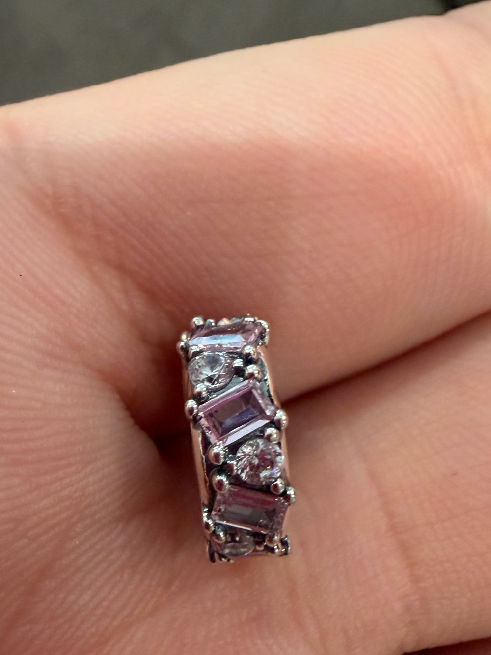 New Pandora Sterling Silver Charm with pink Stones